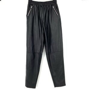 ASOS Faux Leather Pants Elastic Waist Black Tapered Leg